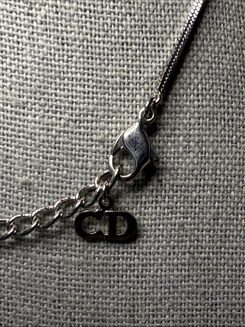 Christian Dior Oblique Trotter Silver Tone Pendant Necklace CD Charm VTG - Picture 6 of 6